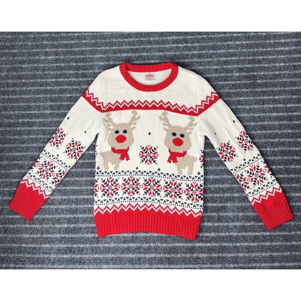 Holiday Time Multi-Colored Christmas Deer Snow Flakes Sweater Kids Size 5T EUC‎